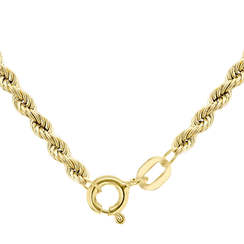 9K Yellow Gold Rope Chain With Spring Ring Clasp (Size - 16)
