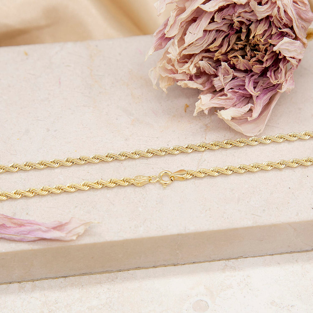 9K Yellow Gold Hollow Rope Chain With Spring Ring Clasp (Size - 28),  Gold Wt. 6.7 Gms