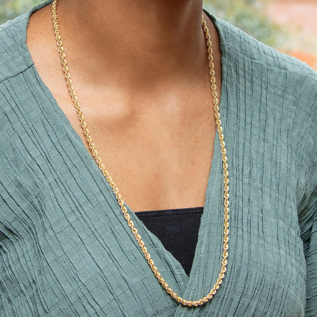 9K Yellow Gold Rope Chain With Spring Ring Clasp (Size - 28), Gold Wt. 7.6 Gms