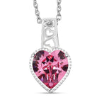Rose Austrian Crystal Sterling Silver Heart Pendant with Stainless Steel Chain (Size 20)