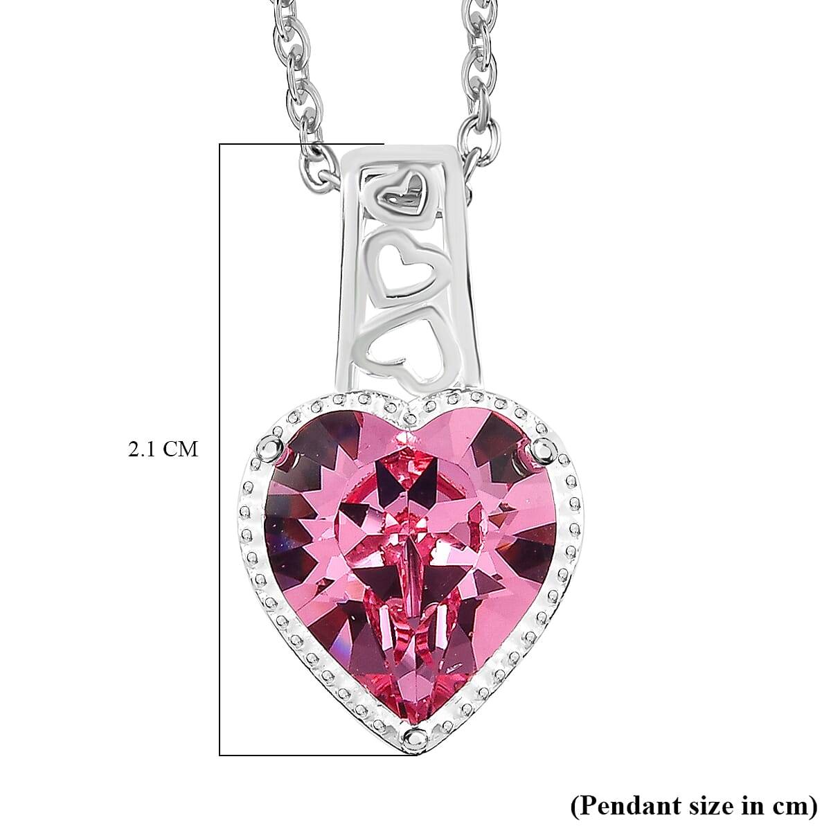 Rose Austrian Crystal Sterling Silver Heart Pendant with Stainless Steel Chain (Size 20) 7553455 5