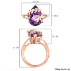 Rose De France Amethyst ,  Blue Sapphire  Solitaire Ring in 18K RG Vermeil Sterling Silver 5.03 ct,  Silver Wt. 5 Gms  4.956  Ct.