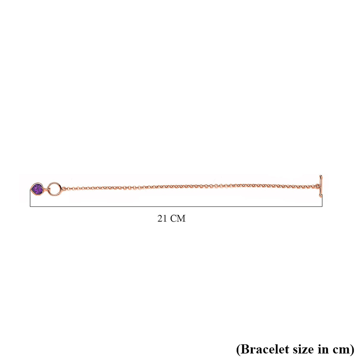 Monster Deal - Rose De France Amethyst Heart Charm Bracelet (Size - 7.5) in 14K Rose Gold Overlay Sterling Silver 1.67 Ct. 7547983 5