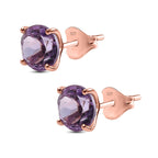 Rose De France Amethyst Cluster Earring with Push Back in 18K Vermeil Rose Gold Plated Sterling Silver 3.79 Ct.