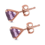 Rose De France Amethyst Cluster Earring with Push Back in 18K Vermeil Rose Gold Plated Sterling Silver 3.79 Ct.