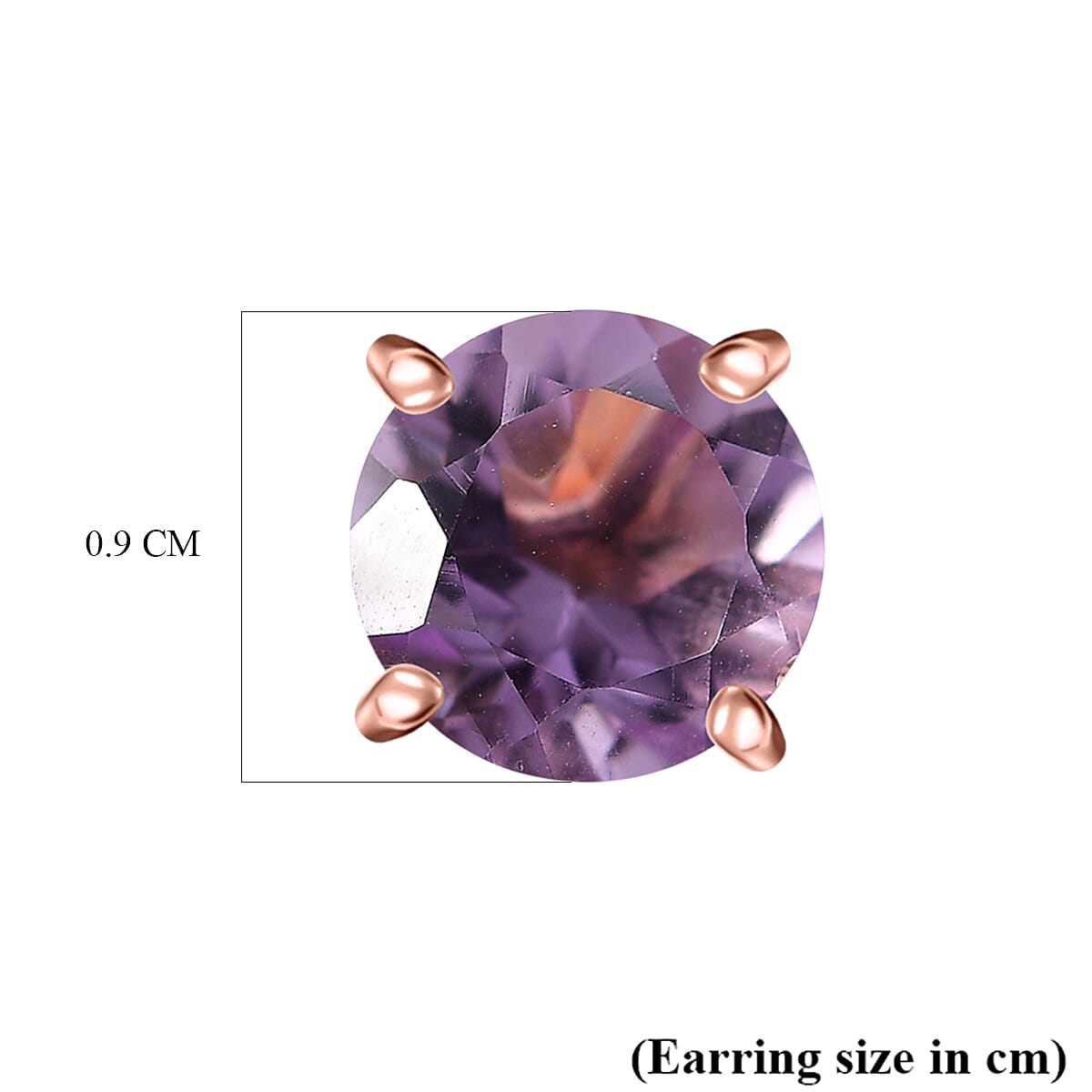 Rose De France Amethyst Solitaire Stud Earrings with Push Back in 18K Vermeil Rose Gold Plated Sterling Silver 8030933 6