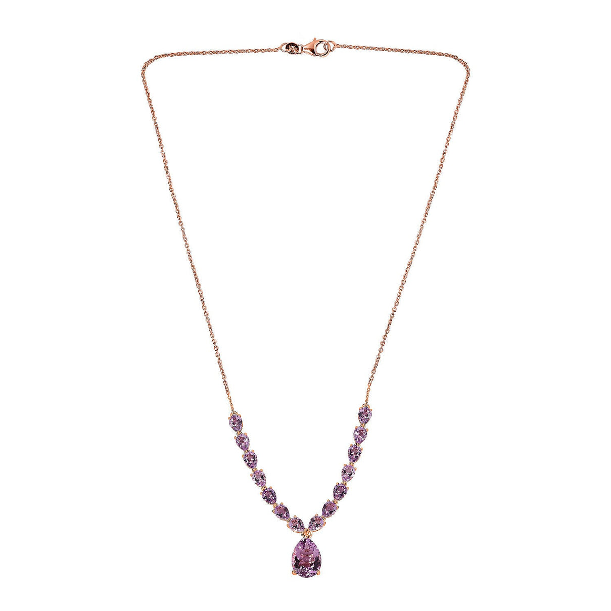 Rose De France Amethyst Necklace (Size - 20) in 18K Vermeil Rose Gold Plated Sterling Silver 25.65 Ct, Silver Wt. 9.90 Gms 7325604 4