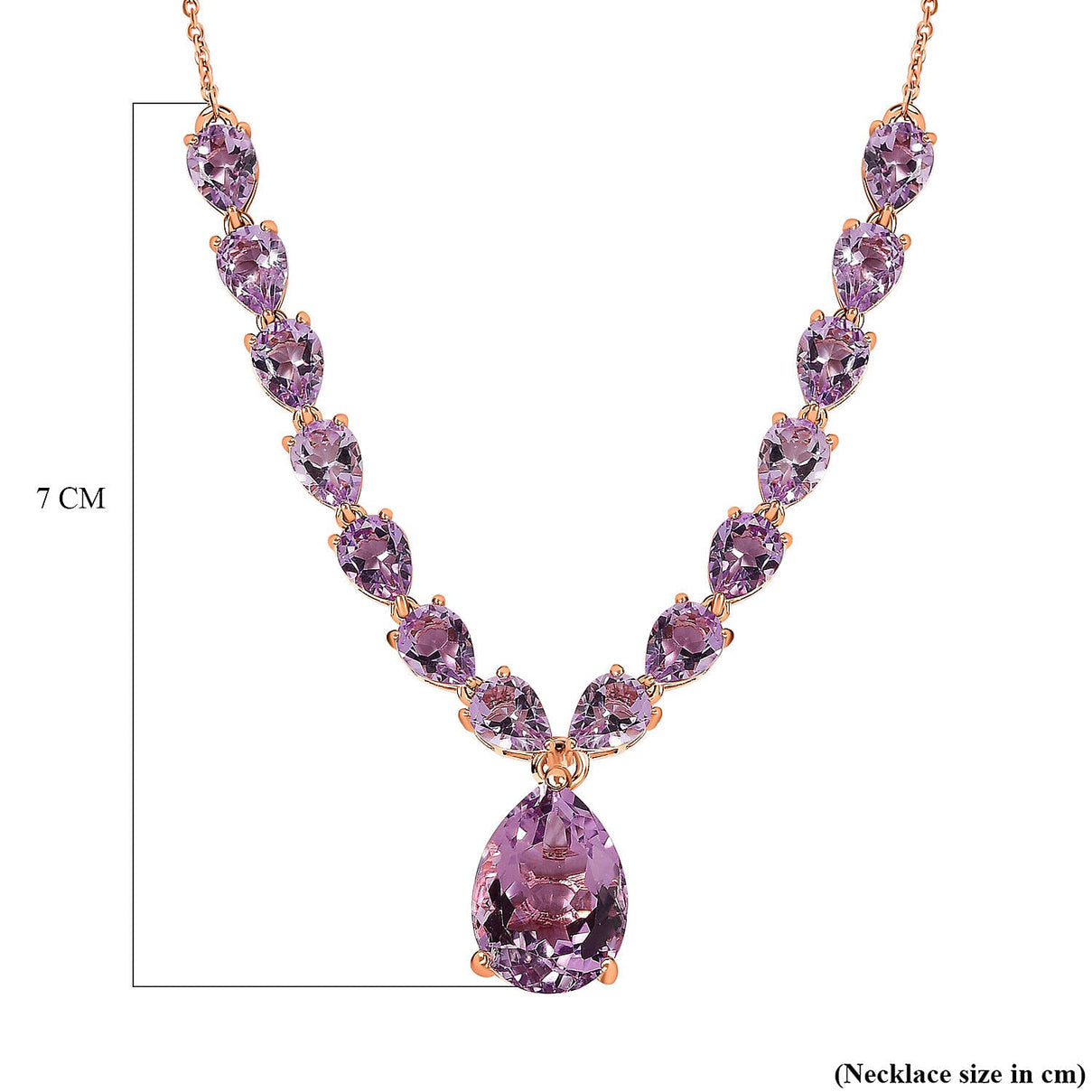 Rose De France Amethyst Necklace (Size - 20) in 18K Vermeil Rose Gold Plated Sterling Silver 25.65 Ct, Silver Wt. 9.90 Gms 7325604 6