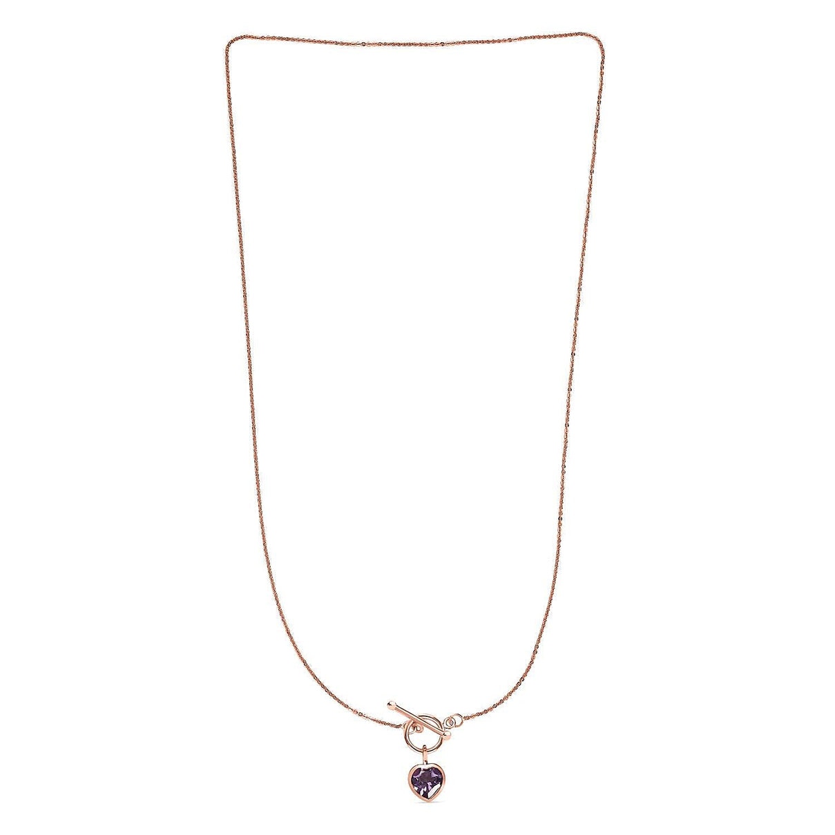 Rose De France Amethyst Heart Necklace (Size - 20) With T-Bar Clasp in 14K RG Overlay Sterling Silver 1.50 Ct 7548047 3