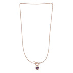 Rose De France Amethyst Heart Necklace (Size - 20) With T-Bar Clasp in 14K RG Overlay Sterling Silver 1.50 Ct