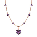 Rose De France Amethyst Heart Cluster Necklace (Size - 20) in 18K Vermeil Rose Gold Plated Sterling Silver 25.00 Ct, Silver Wt. 12.55 Gms.