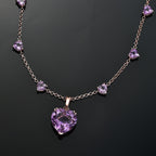 Rose De France Amethyst Heart Cluster Necklace (Size - 20) in 18K Vermeil Rose Gold Plated Sterling Silver 25.00 Ct, Silver Wt. 12.55 Gms.