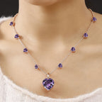 Rose De France Amethyst Heart Cluster Necklace (Size - 20) in 18K Vermeil Rose Gold Plated Sterling Silver 25.00 Ct, Silver Wt. 12.55 Gms.