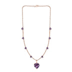 Rose De France Amethyst Heart Cluster Necklace (Size - 20) in 18K Vermeil Rose Gold Plated Sterling Silver 25.00 Ct, Silver Wt. 12.55 Gms.