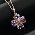 Rose De France Amethyst & Moissanite Pendant with Chain (Size 20) in 18K Vermeil Rose Gold Plated Sterling Silver 5.62 Ct.