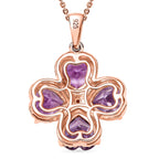 Rose De France Amethyst & Moissanite Pendant with Chain (Size 20) in 18K Vermeil Rose Gold Plated Sterling Silver 5.62 Ct.