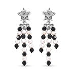 GP Celestial Collection - Starry Night Rose De France Amethyst, Pearl, Black Spinel & Zircon Earrings With Push Back in Rhodium Overlay Sterling Silver 21.81 Ct.