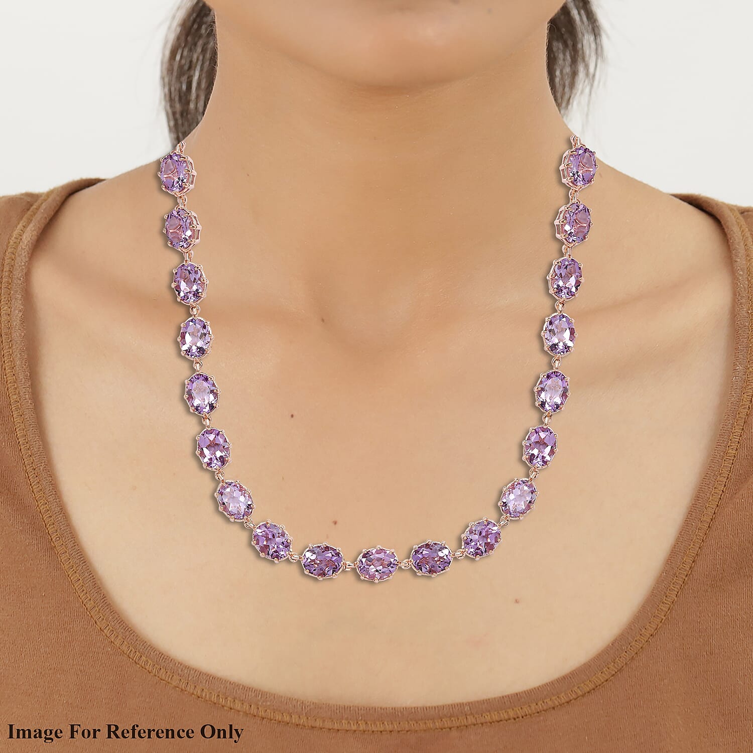 Rose De France Amethyst Necklace (Size - 20) in Vermeil Rose Gold Plated Sterling Silver 65.17 Ct, Silver Wt. 27.49 Gms 7159031 2