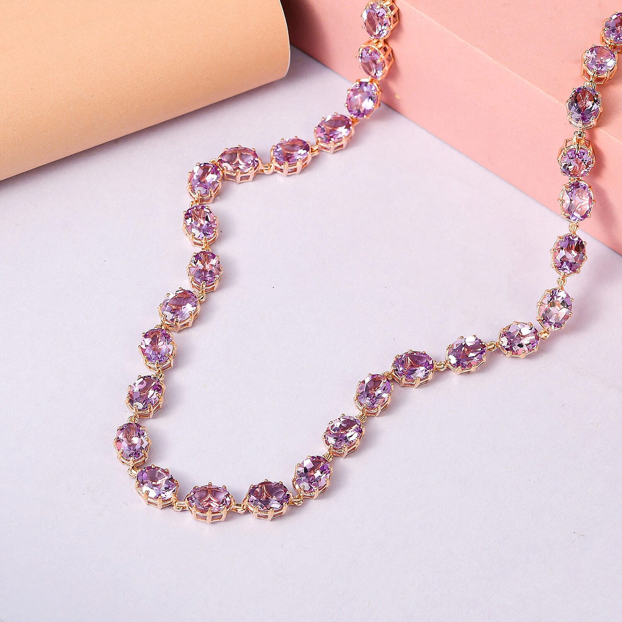 Rose De France Amethyst Necklace (Size - 20) in Vermeil Rose Gold Plated Sterling Silver 65.17 Ct, Silver Wt. 27.49 Gms 7159031 3
