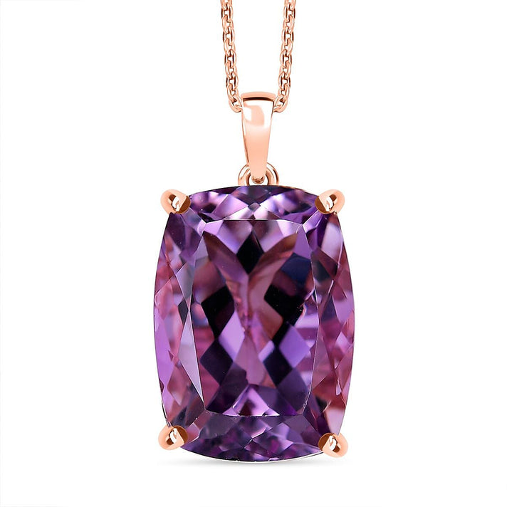 Rose De France Amethyst Pendant with Chain (Size 20) in 14K Rose Gold Plated Sterling Silver 12.86 Ct. 4398301 1