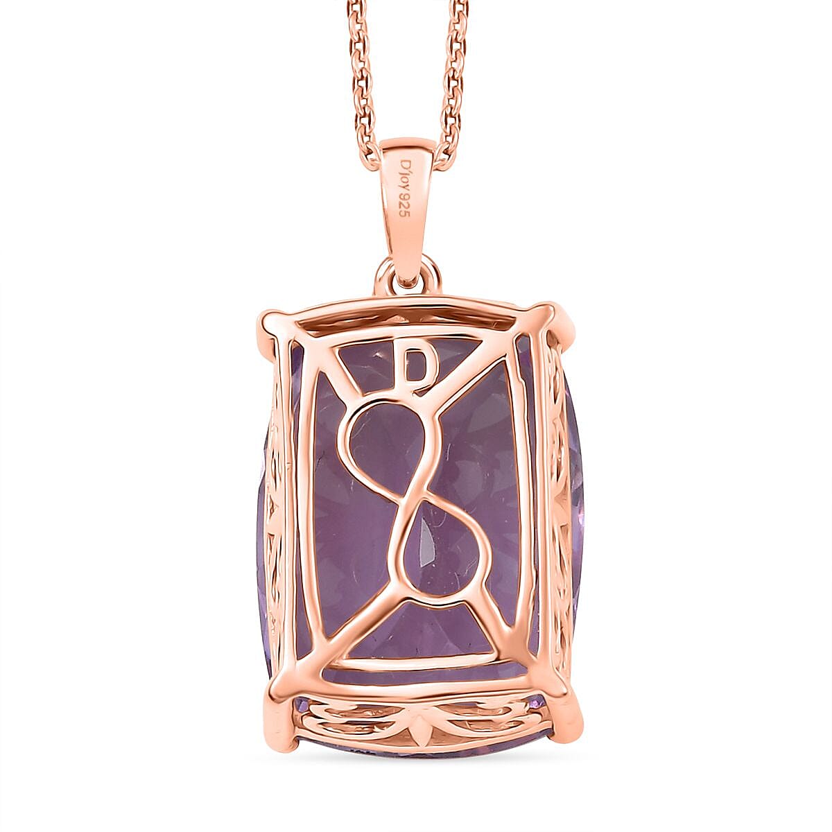 Rose De France Amethyst Pendant with Chain (Size 20) in 14K Rose Gold Plated Sterling Silver 12.86 Ct. 4398301 5