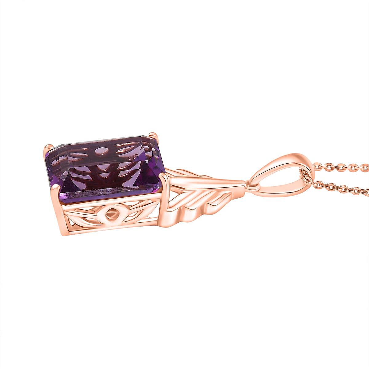 Rose De France Amethyst Pendant with Chain (Size 20) in 14K Rose Gold Plated Sterling Silver 6.84 Ct. 4398302 3