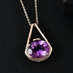 AAA Rose De France Amethyst Pendant with Chain (Size - 20) in 18K Vermeil Rose Gold Plated Sterling Silver 5.50 Ct.