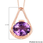 AAA Rose De France Amethyst Pendant with Chain (Size - 20) in 18K Vermeil Rose Gold Plated Sterling Silver 5.50 Ct.
