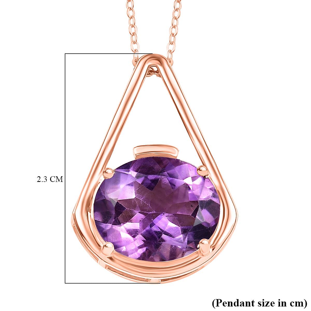 AAA Rose De France Amethyst Solitaire Pendant with Chain (Size - 20) in 18K Vermeil Rose Gold Plated Sterling Silver 5.50 Ct. 4339962 6