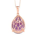 Rose De France Amethyst Pendant with Chain (Size 20) in 18K Vermeil Rose Gold Plated Silver 35.00 Ct, Silver Wt. 7.62 Gms.