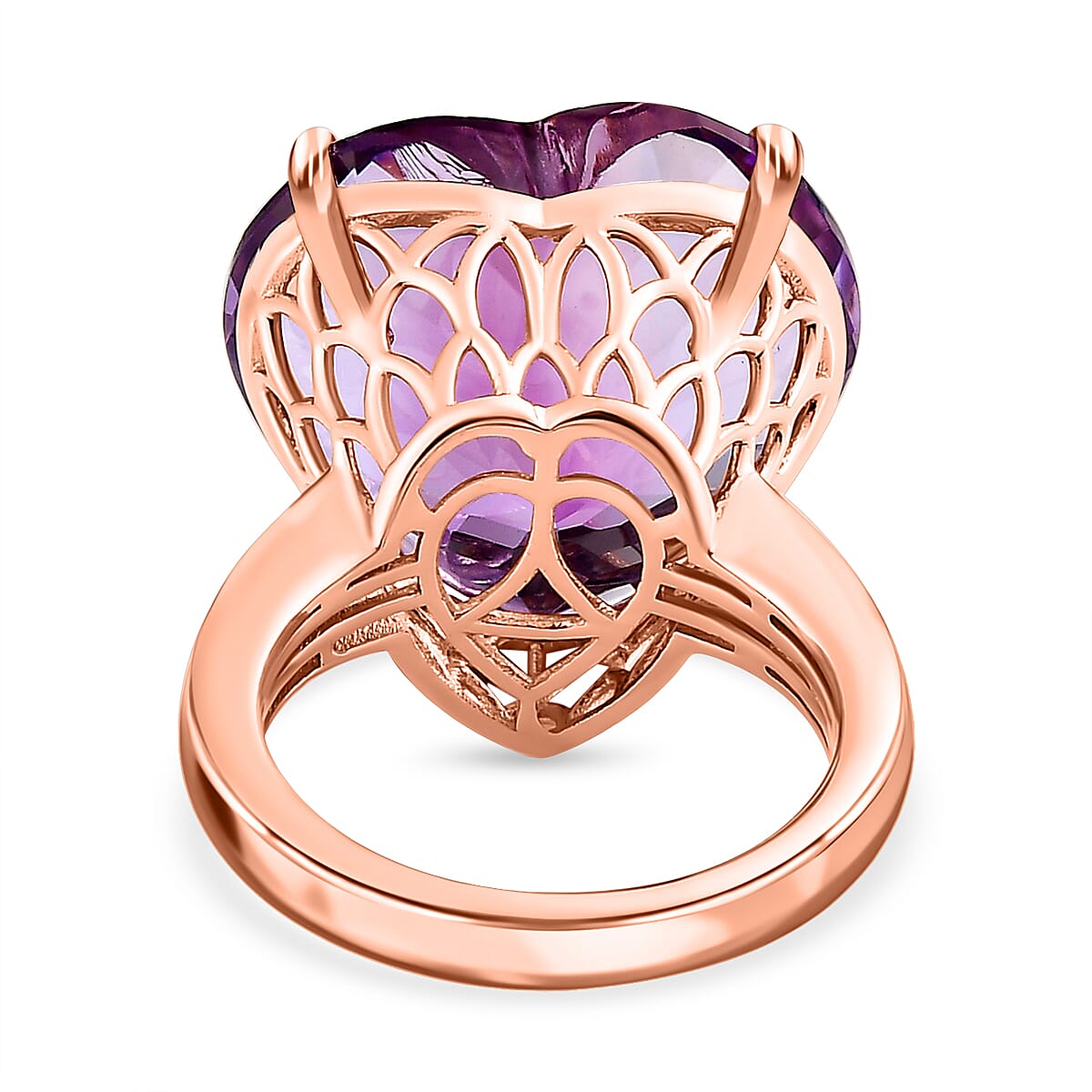 Rose De France Amethyst Solitaire Ring 18K Rose Gold Vermeil Plated Sterling Silver 20.31 Ct, 7538775 4
