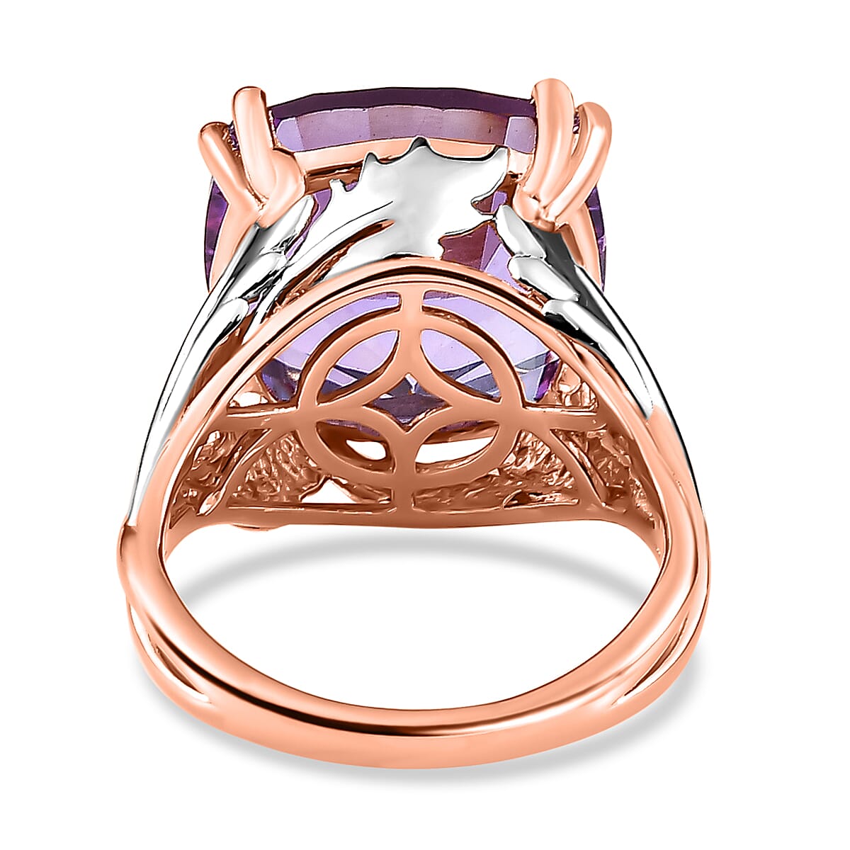 Concave Ultimate Rose De France Amethyst Solitaire Ring in 18K Rose Gold Vermeil and Platinum Plated Sterling Silver 11.80 Ct. 7606829 4