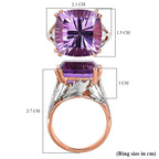 Concave Ultimate Rose De France Amethyst Solitaire Ring in 18K Rose Gold Vermeil and Platinum Plated Sterling Silver 11.80 Ct.