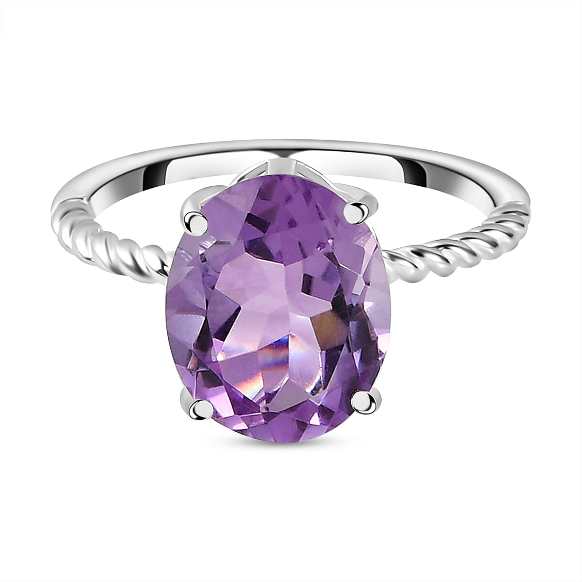 Rose De France Amethyst Solitaire Ring in Sterling Silver 3.23 Ct. 8958601 0