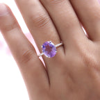 Rose De France Amethyst Solitaire Ring in Sterling Silver 3.23 Ct.