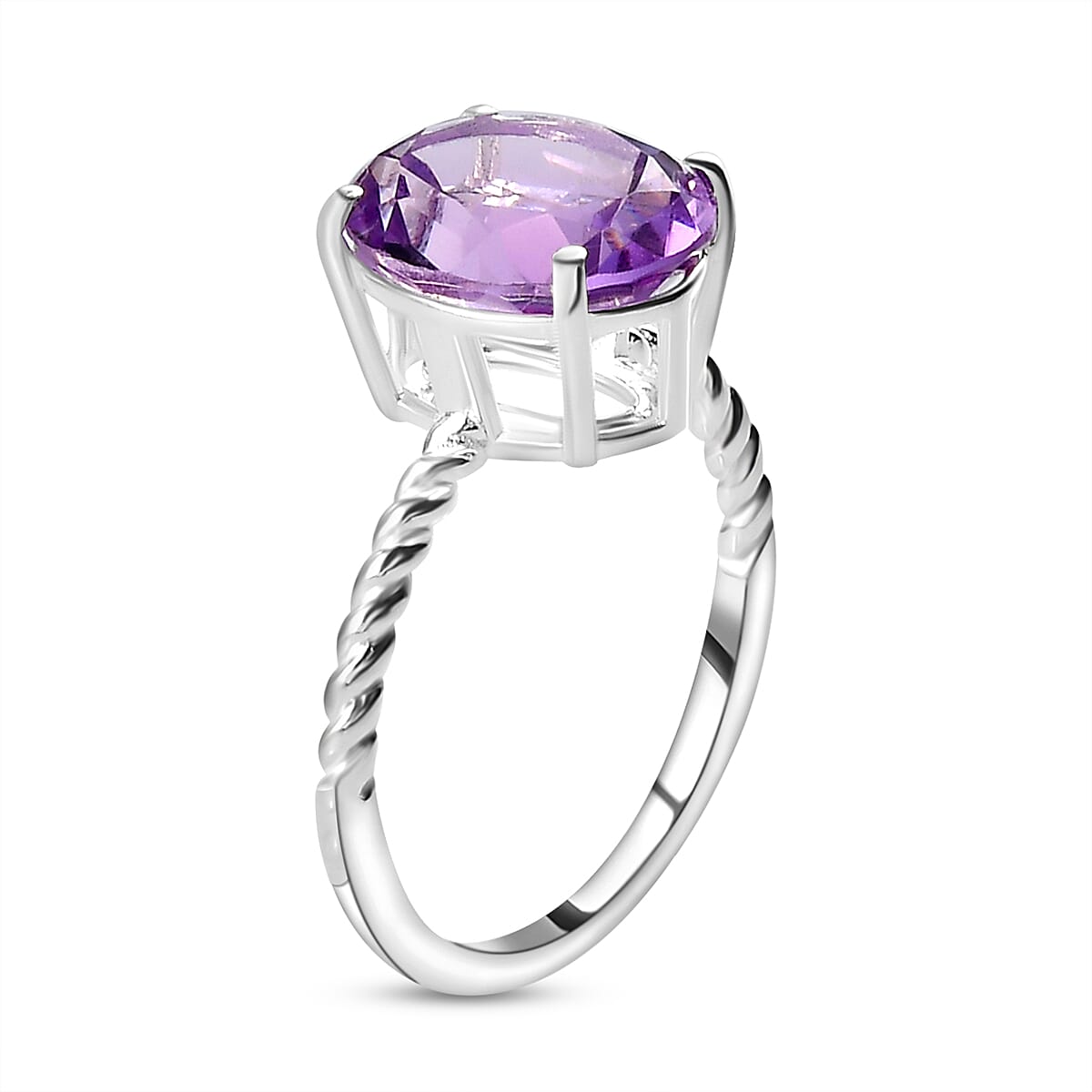 Rose De France Amethyst Solitaire Ring in Sterling Silver 3.23 Ct. 8958601 4