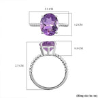 Rose De France Amethyst Solitaire Ring in Sterling Silver 3.23 Ct.