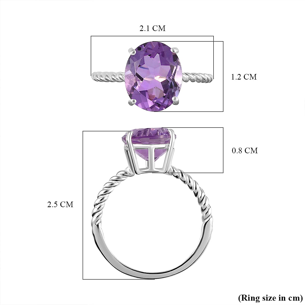 Rose De France Amethyst Solitaire Ring in Sterling Silver 3.23 Ct. 8958601 6