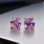 AAA Rose De France Amethyst Solitaire Stud Push Post Earring in Rose Gold Plated Sterling Silver 2.35 Ct.