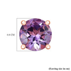 AAA Rose De France Amethyst Solitaire Stud Push Post Earring in Rose Gold Plated Sterling Silver 2.35 Ct.