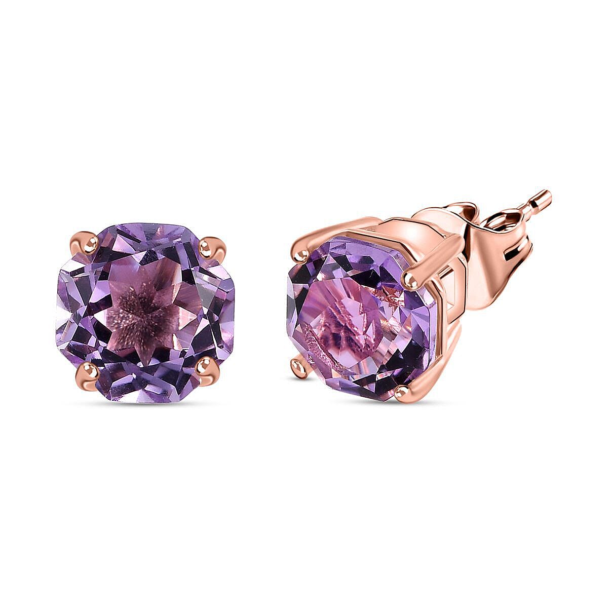 Rose De France Amethyst Earrings in 18K Vermeil Rose Gold Overlay Sterling Silver 4.196 Ct. 7232089 0