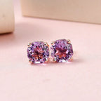 Rose De France Amethyst Earrings in 18K Vermeil Rose Gold Overlay Sterling Silver 4.196 Ct.