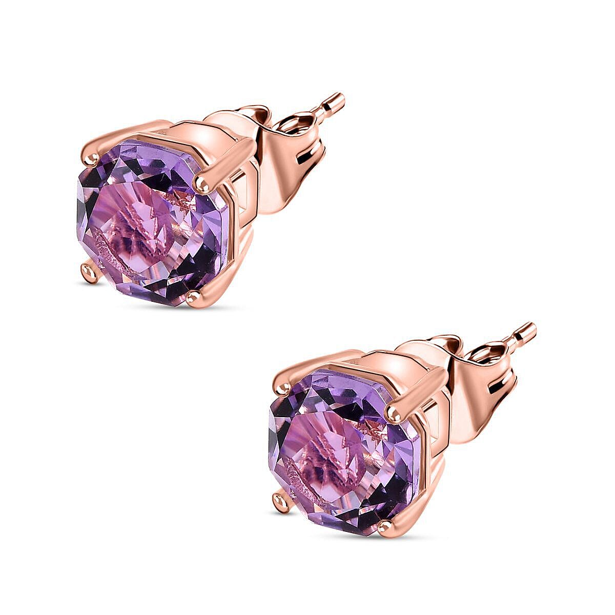 Rose De France Amethyst Earrings in 18K Vermeil Rose Gold Overlay Sterling Silver 4.196 Ct. 7232089 3