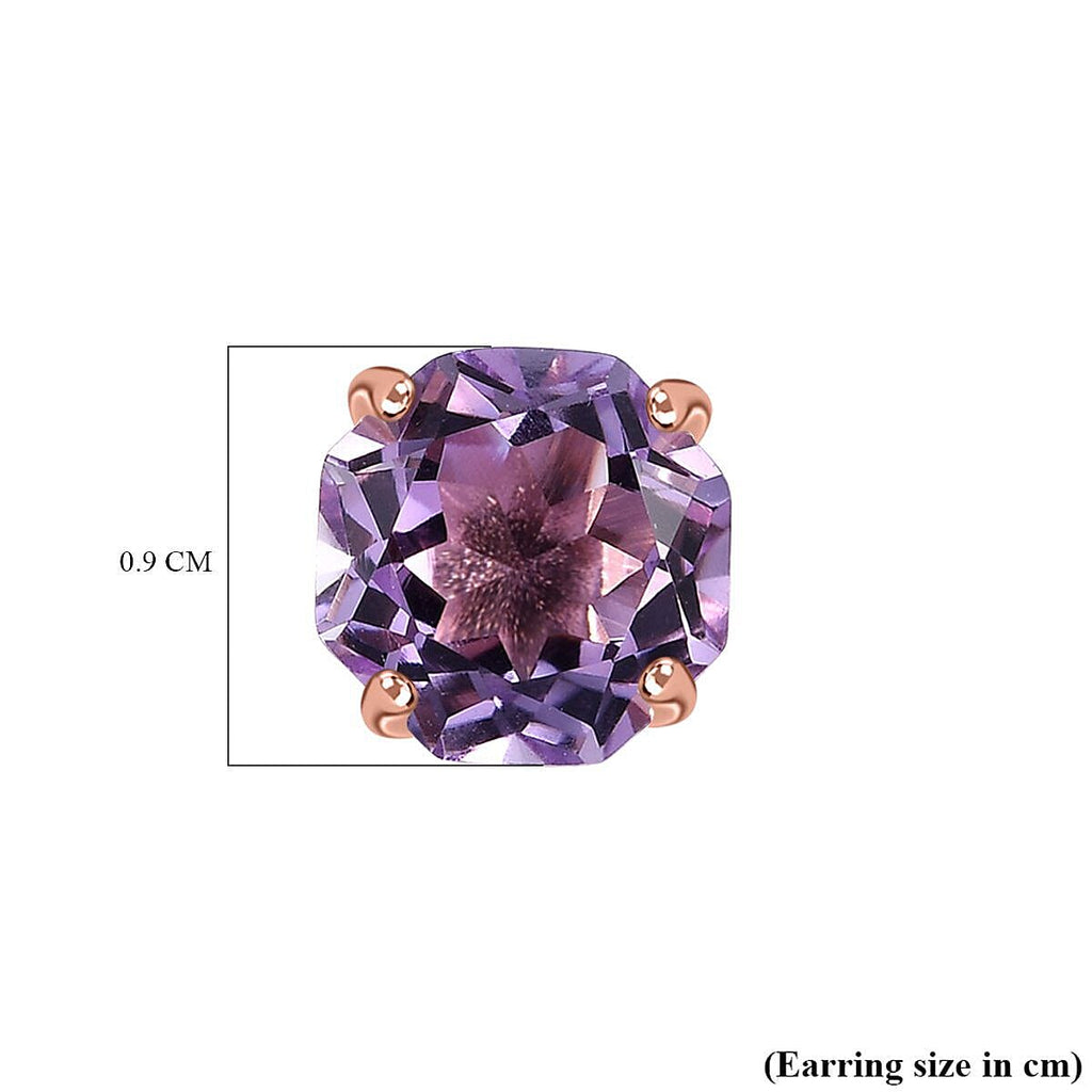 Rose De France Amethyst Earrings in 18K Vermeil Rose Gold Overlay Sterling Silver 4.196 Ct.