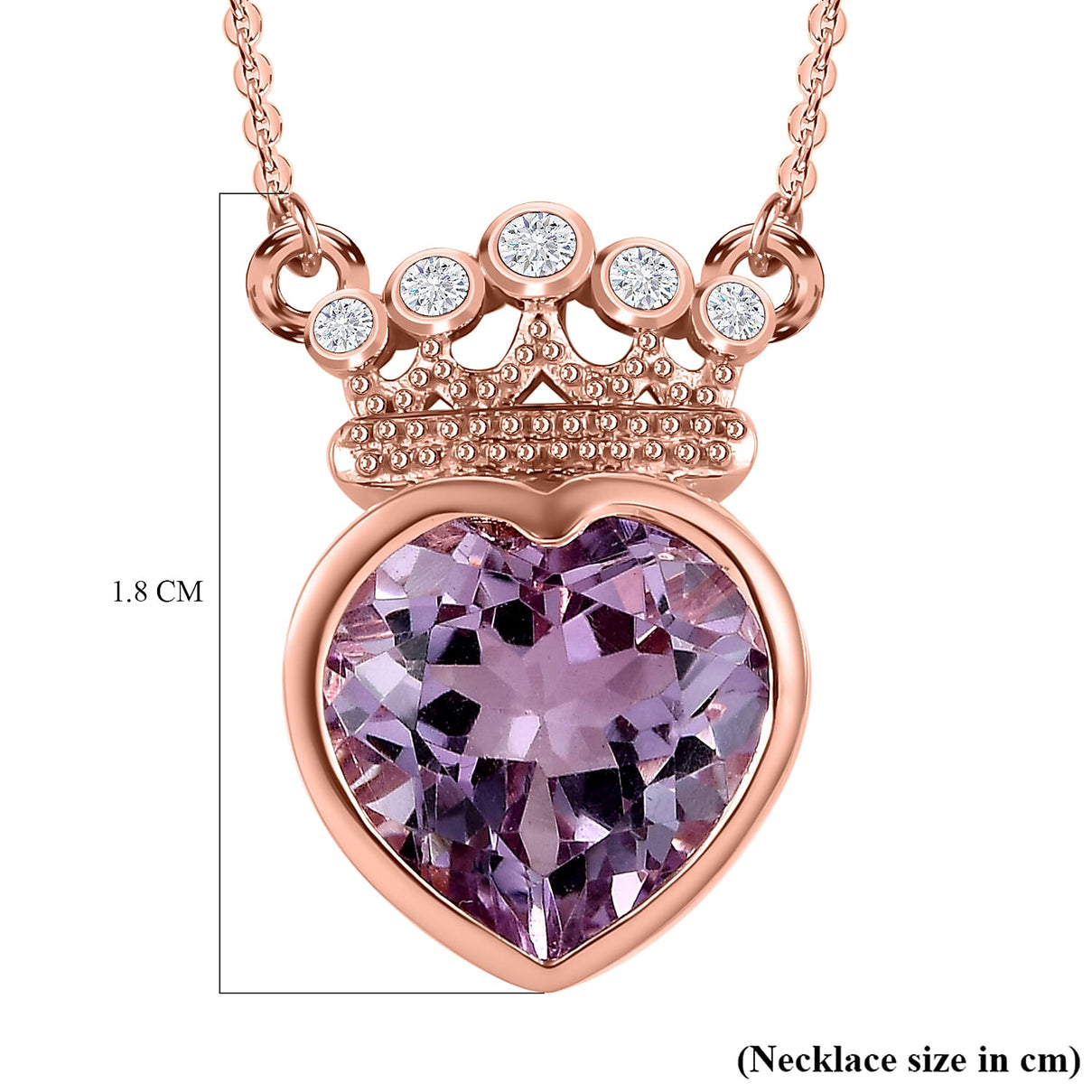 Ultimate Rose De France Amethyst and Natural Zircon Heart Necklace (Size - 20) in 18K Vermeil Rose Gold Plated Sterling Silver 3.21 Ct. 7571641 5