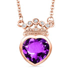 AAA Rose De France Amethyst & White Zircon Necklace (Size - 20) in 18K Vermeil Rose Gold Plated Sterling Silver 3.15 Ct.