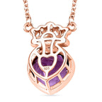 AAA Rose De France Amethyst & White Zircon Necklace (Size - 20) in 18K Vermeil Rose Gold Plated Sterling Silver 3.15 Ct.