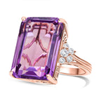 Rose De France Amethyst & Natural Zircon Ring in 18K RG Vermeil Plated Sterling Silver 24.37 Ct,  Silver Wt.5.72 Gms