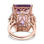 Rose De France Amethyst & Natural Zircon Ring in 18K RG Vermeil Plated Sterling Silver 24.37 Ct,  Silver Wt.5.72 Gms
