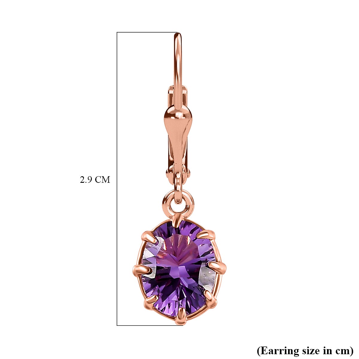 Rose De France Amethyst (Concave Cut) Lever Back Earrings in 18K Vermeil Rose Gold Overlay Sterling Silver 3.48 Ct. 7167603 6